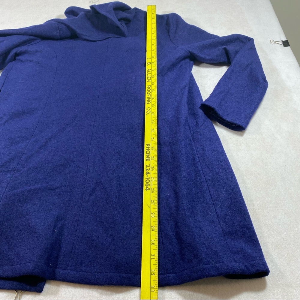 PIKO Open Wool Cloak Coat Blue Large long sleeve Cape Wool blend woman’s… - Picture 15 of 16